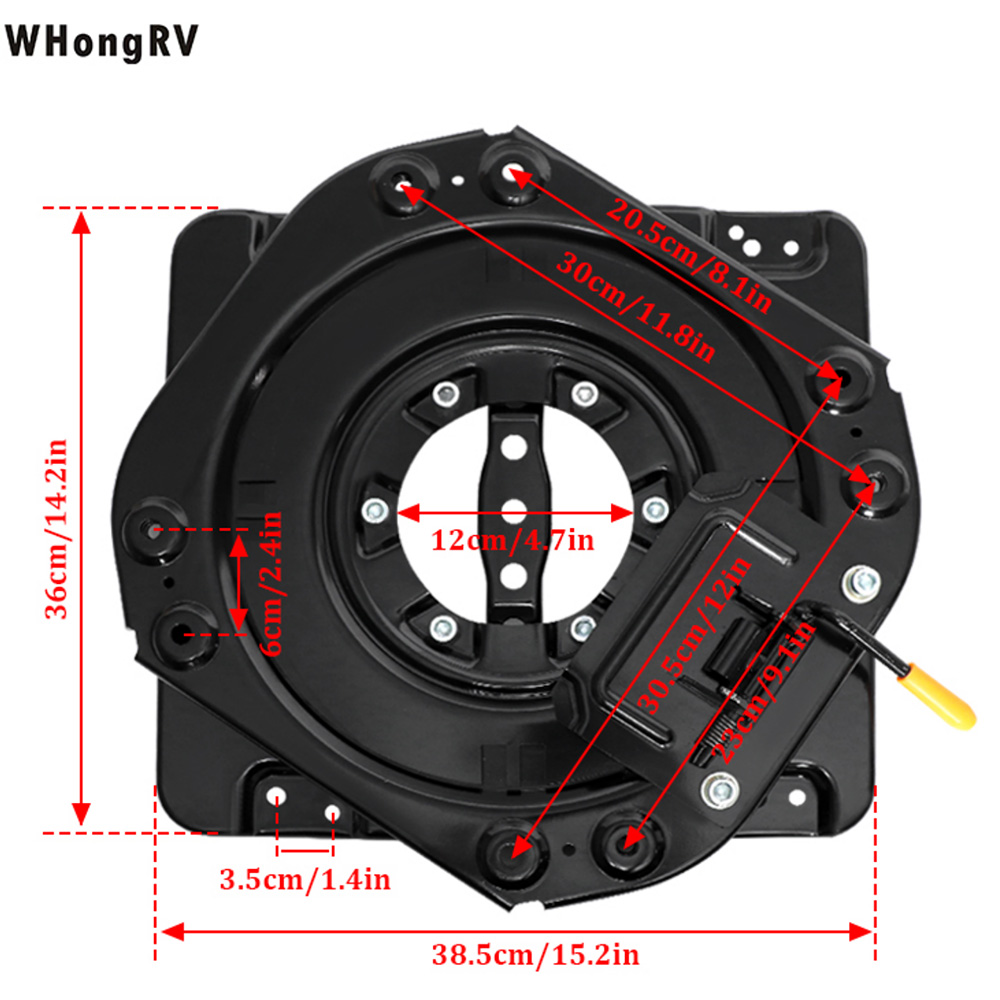 Universal swivel seat base top view